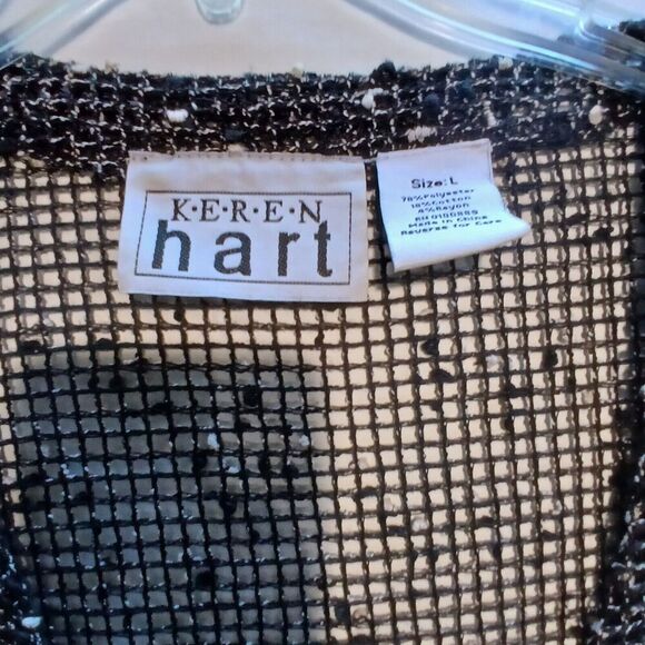 Keren Hart Jacket Topper Black See Through Crocket with Brown Artsy Buttons - Picture 3 of 6